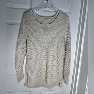 Athleta Wool Blend Cable Knit Tunic Sweater Ivory Sz L